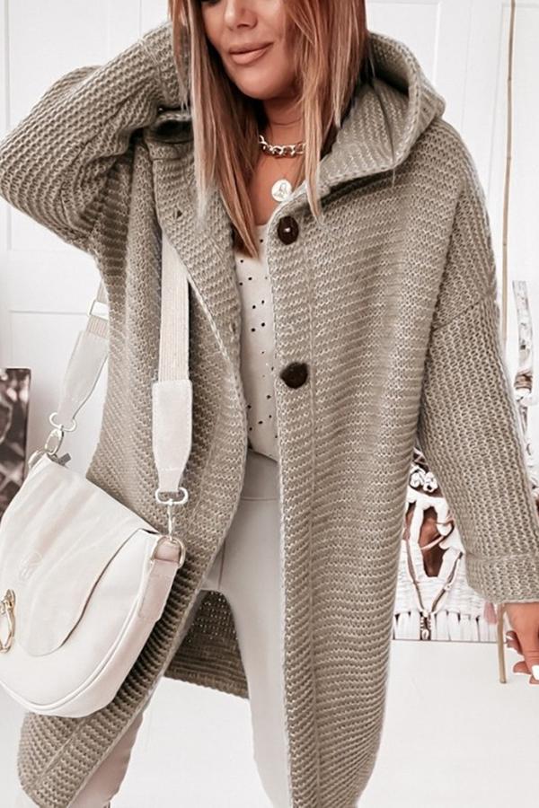 Gilet long boutonné à capuche — Amielle Paris