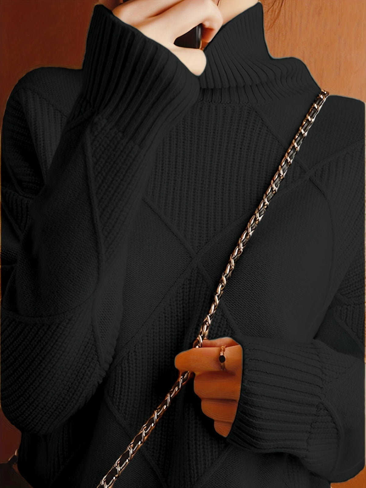Pull à col roulé et maille à losanges — Amielle Paris