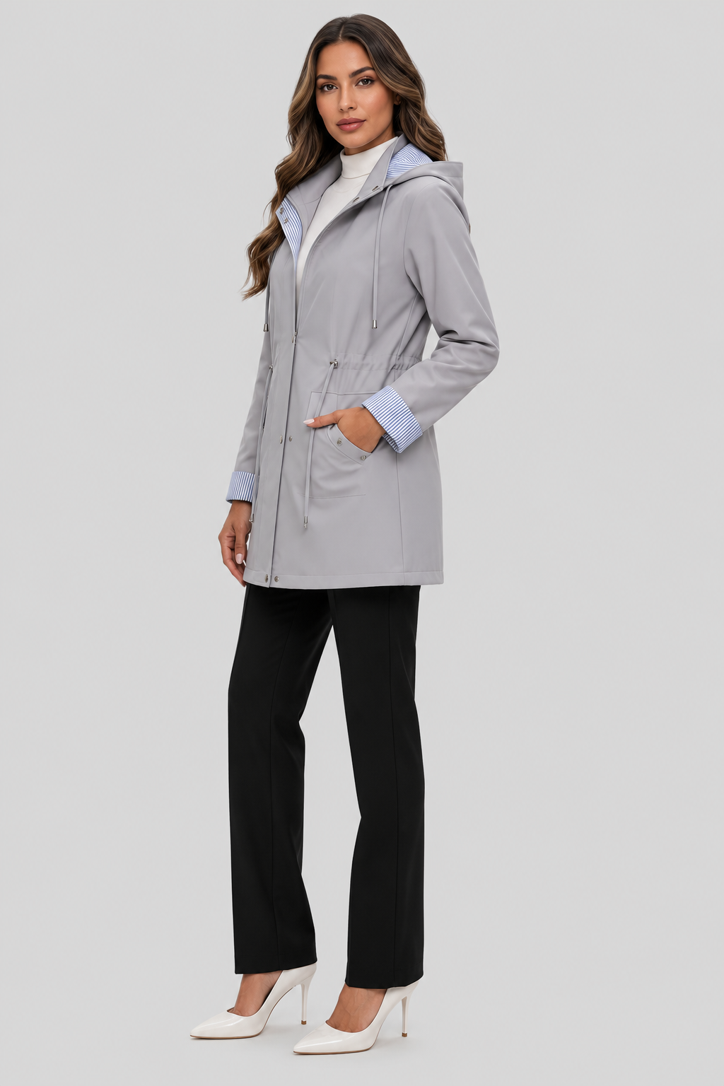 Elina — Parka mi-longue à taille ajustable — Amielle Paris