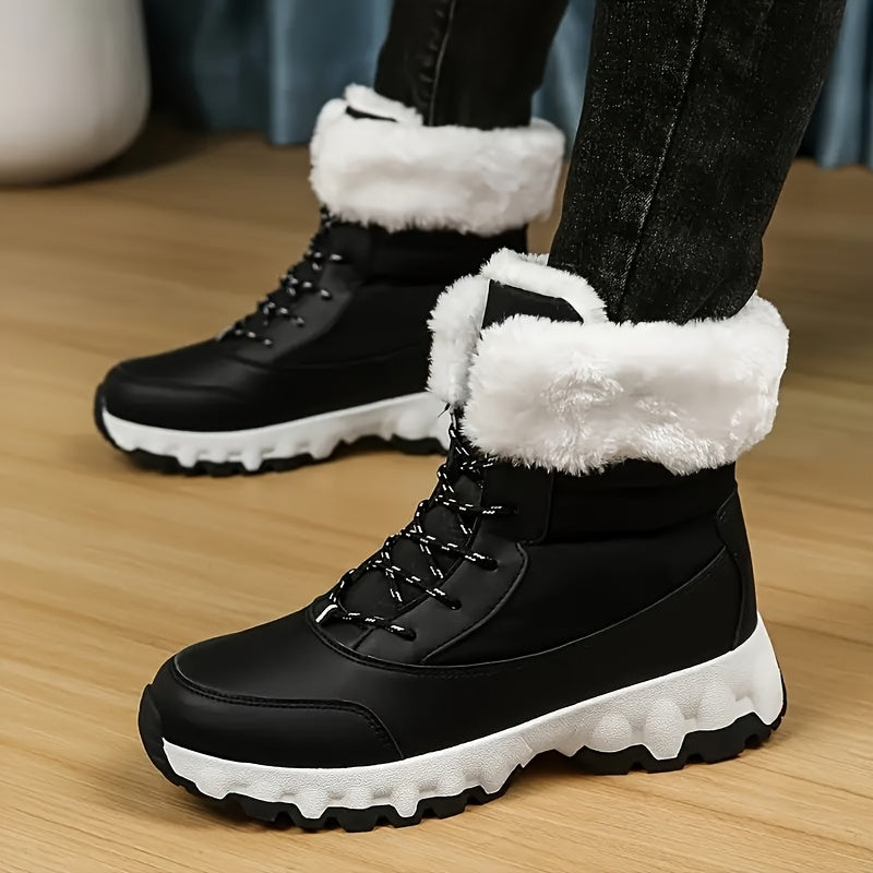 Bottines d'hiver à lacets et col en fausse fourrure — Amielle Paris