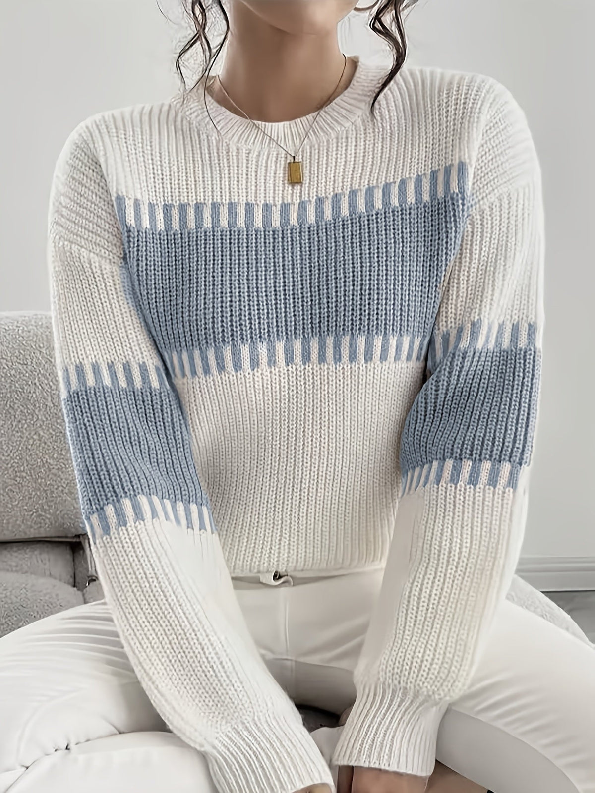 Margaux | Pull rayé à épaules tombantes — Amielle Paris