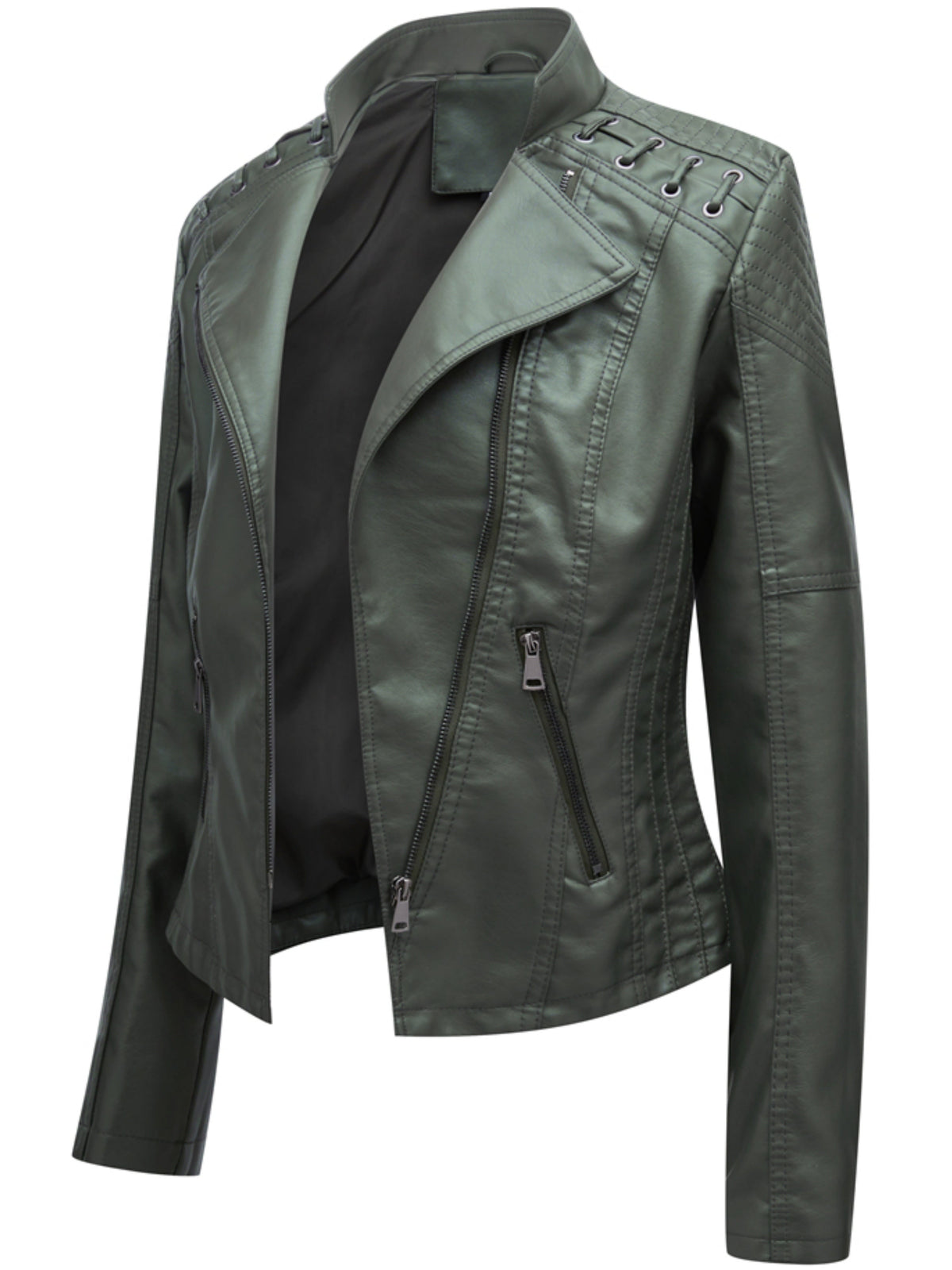 Nadia | Veste verte à détails zippés — Amielle Paris