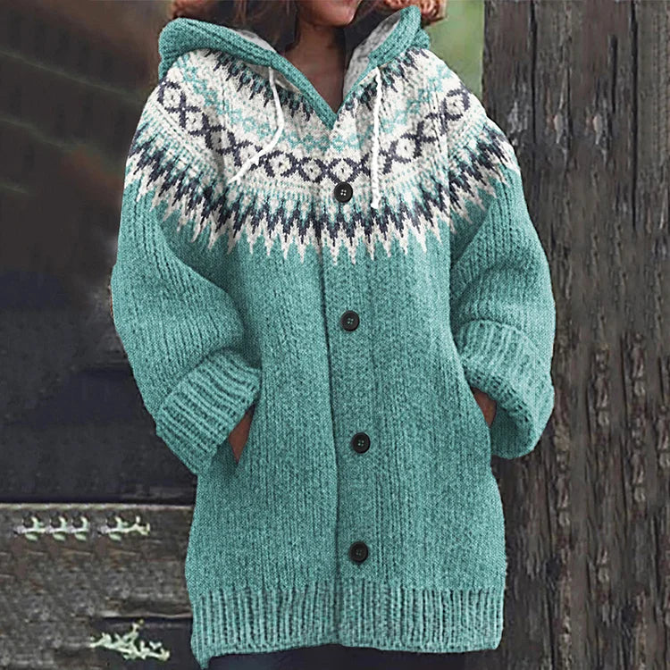 Gilet jacquard à capuche et boutons — Amielle Paris