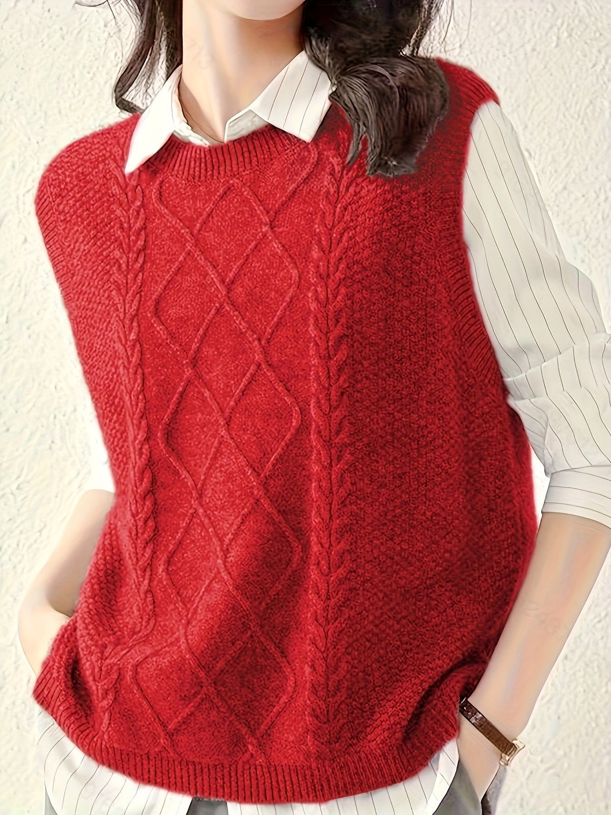 Pull sans manches en maille torsadée — Amielle Paris
