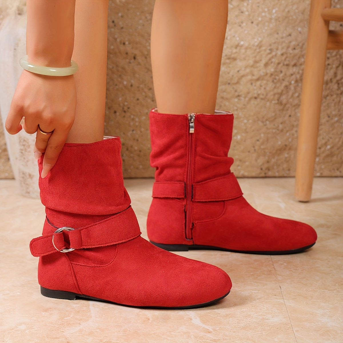 Helena | Bottines plissées à boucle — Amielle Paris