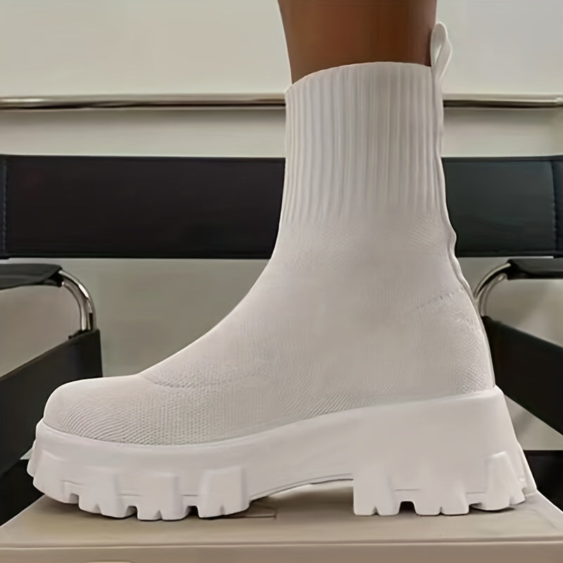 Bottines en maille à semelle épaisse