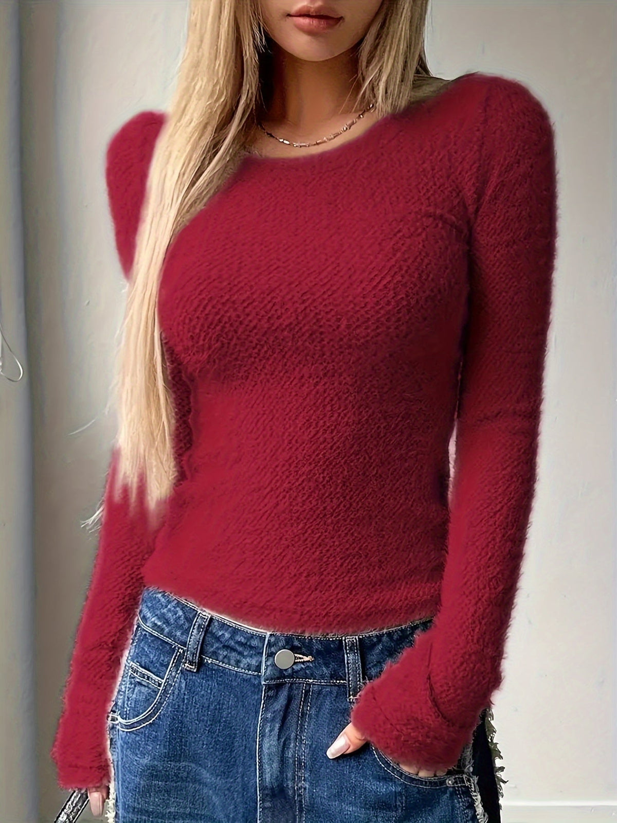 Pull duveteux à col rond Camille — Amielle Paris