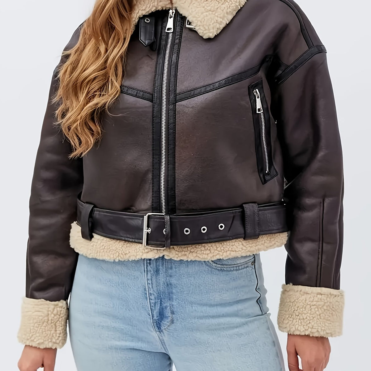 Veste courte à doublure effet peau lainée — Amielle Paris