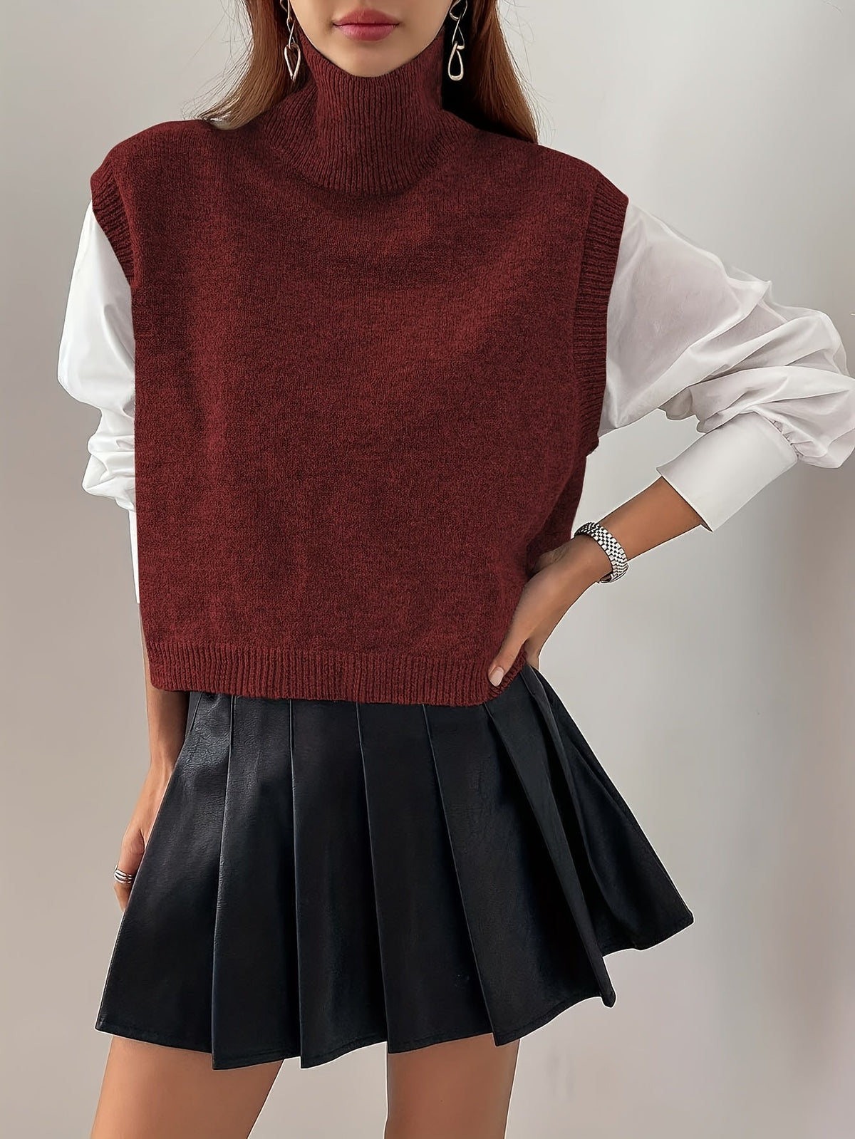 Pull sans manches à col roulé — vue 3