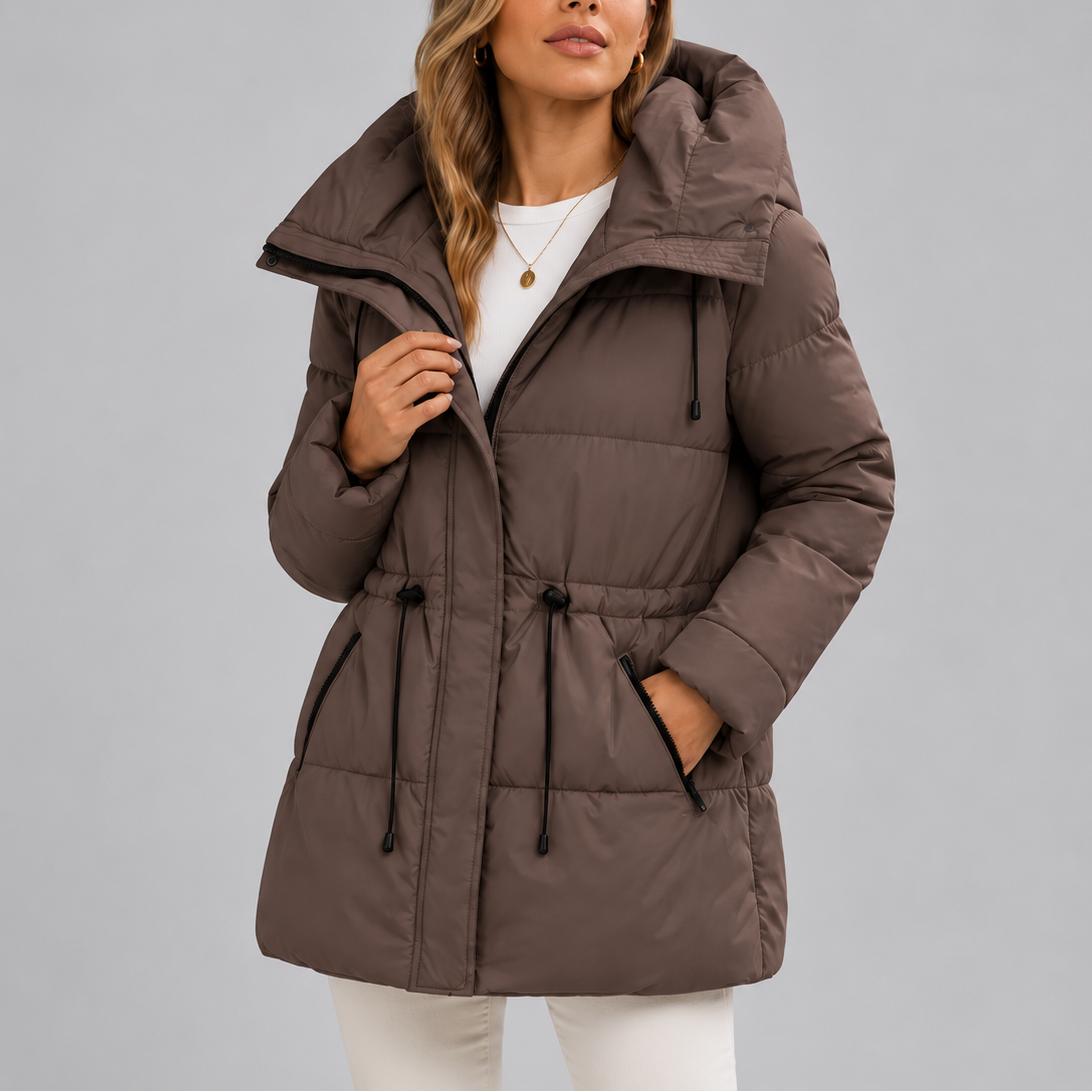 Doudoune longue à taille réglable et capuche — Amielle Paris