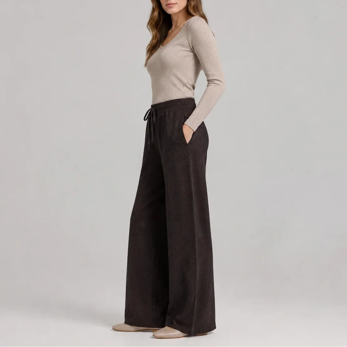 Pantalon large à cordon et poches latérales — Amielle Paris