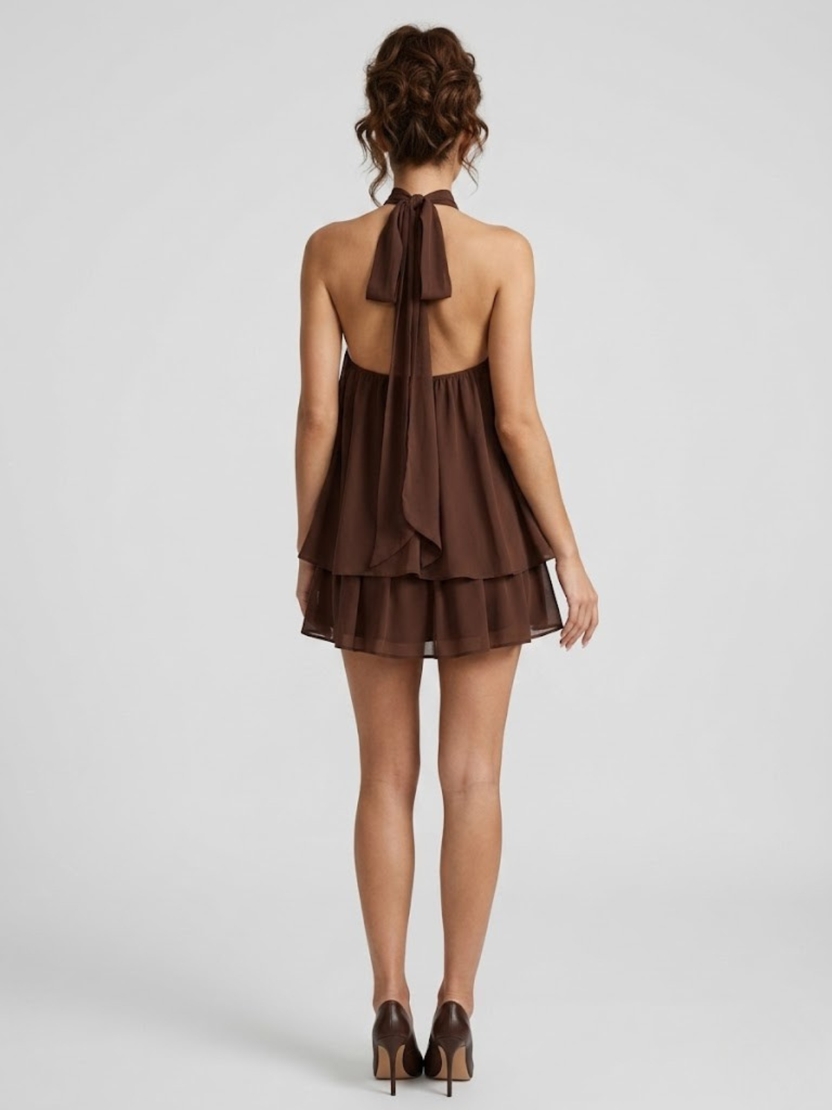 Evelyne — Robe courte à volants et dos nu — Amielle Paris