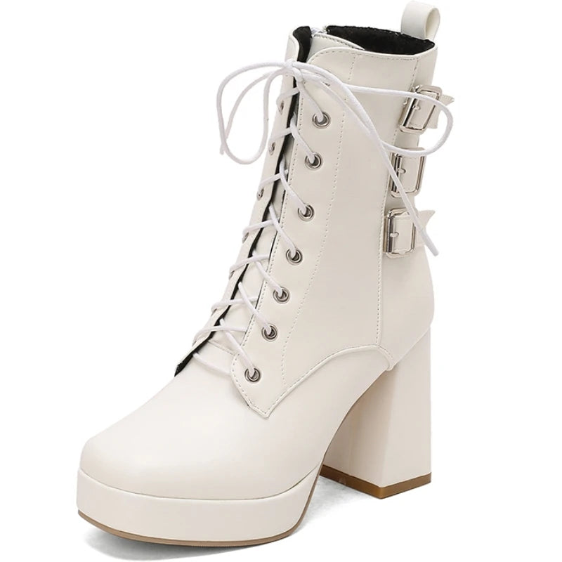 Bottines à plateforme, lacets et brides — Amielle Paris