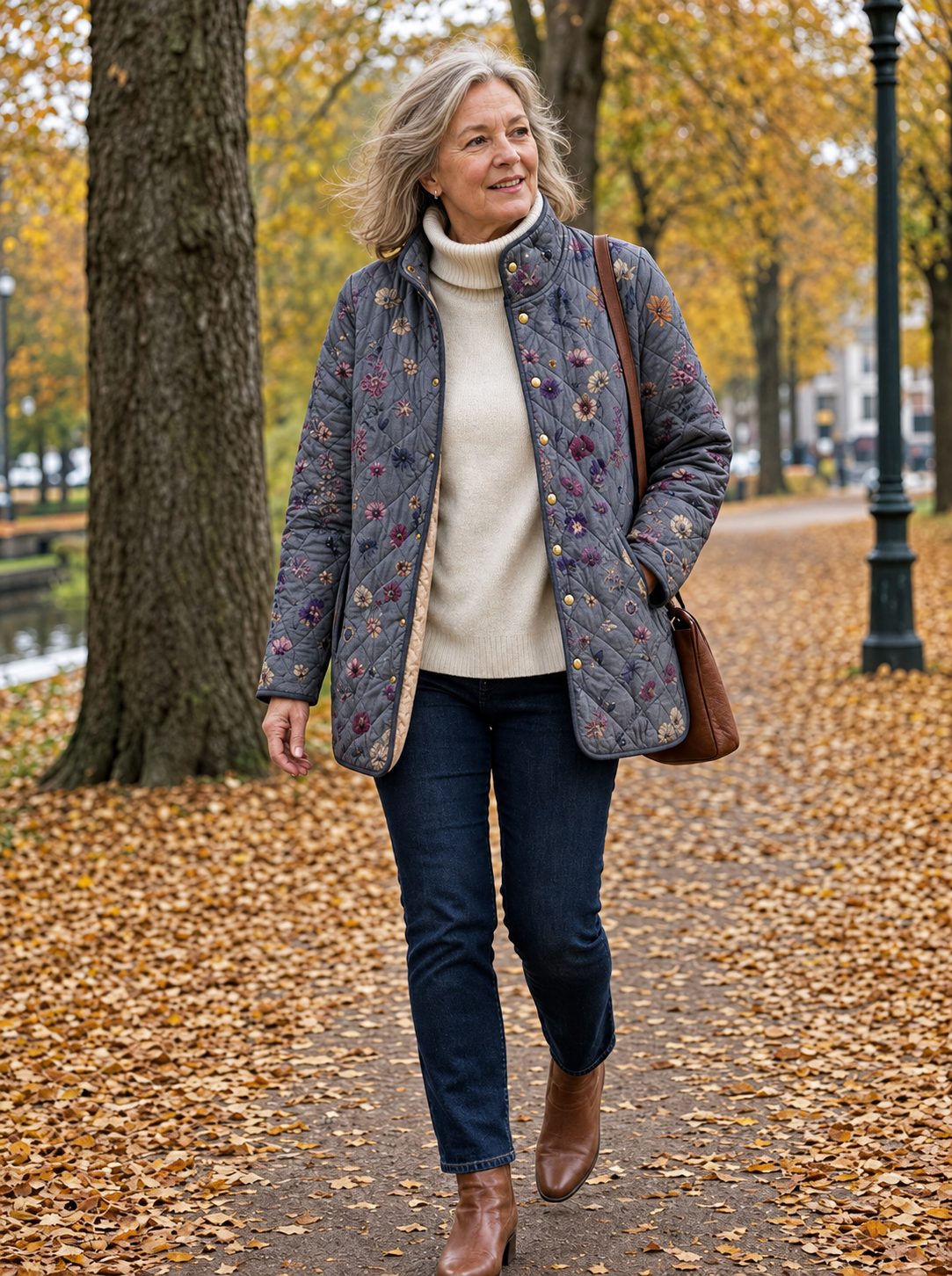Odette — Veste matelassée fleurie boutonnée — Amielle Paris
