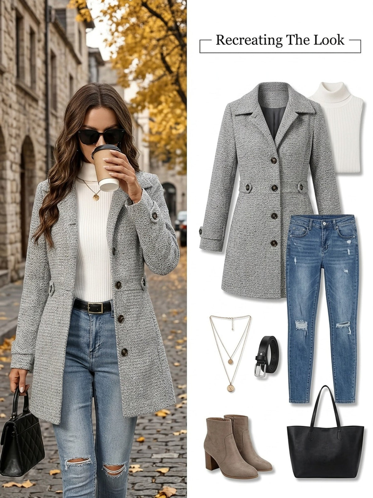 Trench à chevrons avec ceinture — Amielle Paris