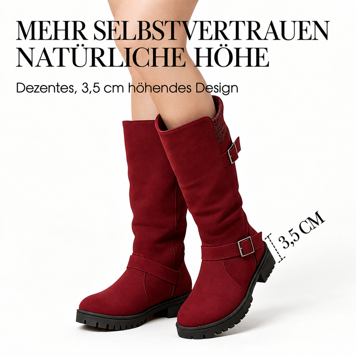 Xenia — Bottes aspect daim à boucles décoratives — Amielle Paris
