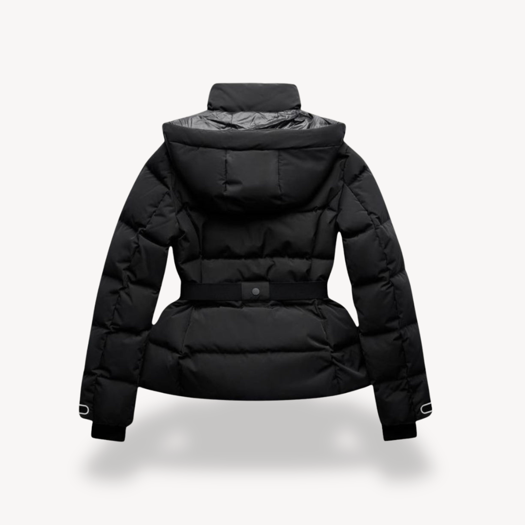 Doudoune ceinturée à col montant et zip — Amielle Paris