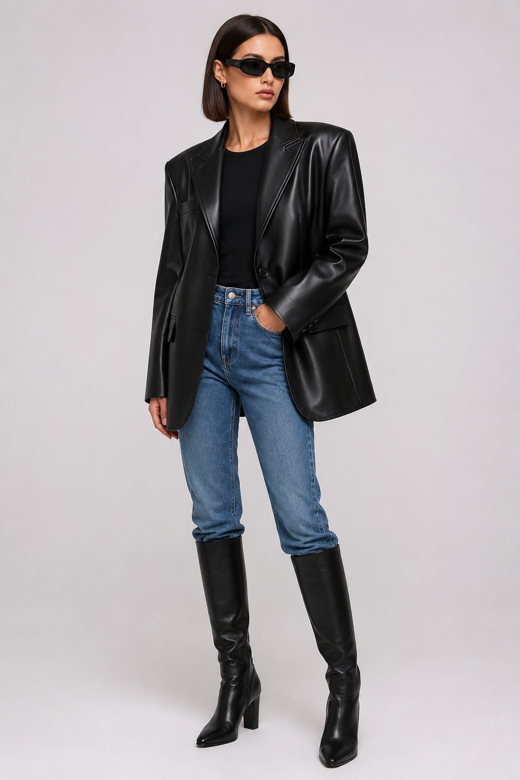 Jayden — Blazer ample effet cuir — Amielle Paris