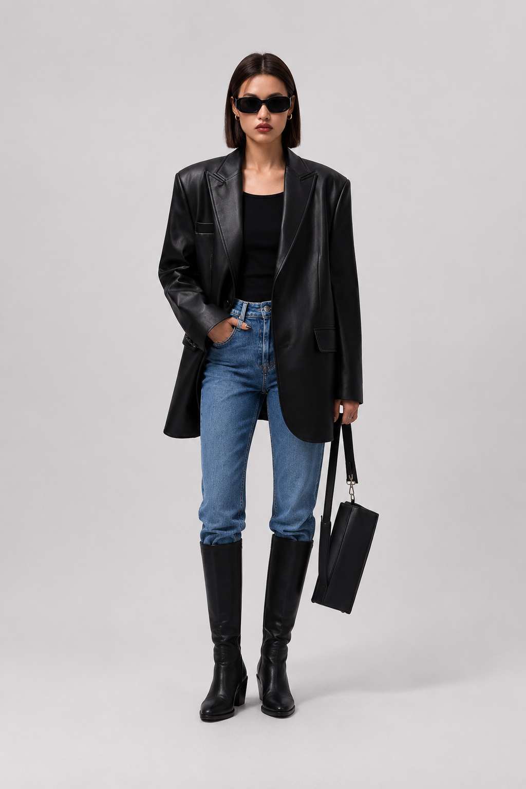 Jayden — Blazer ample effet cuir — Amielle Paris