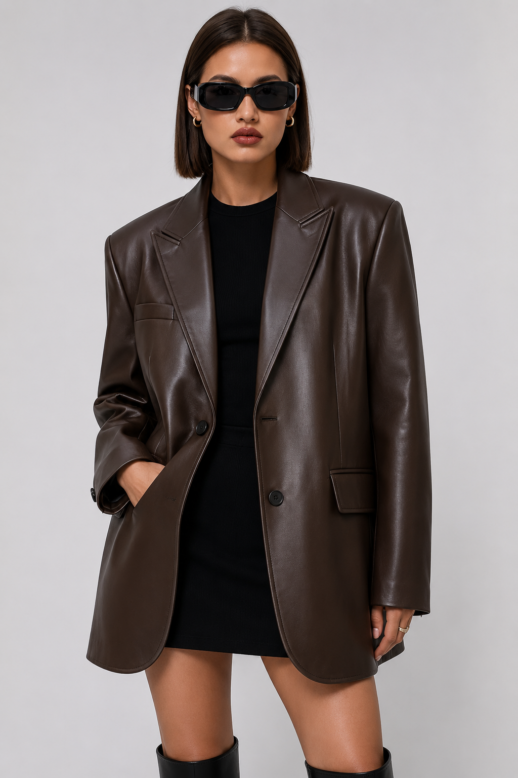 Jayden — Blazer ample effet cuir — Amielle Paris