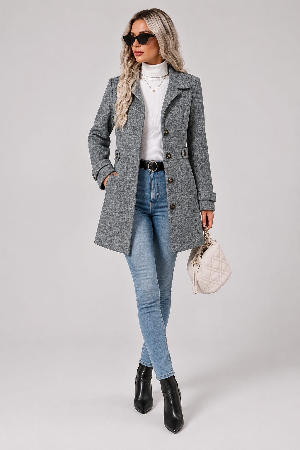 Manteau cintré en suédine — Lilly — Amielle Paris