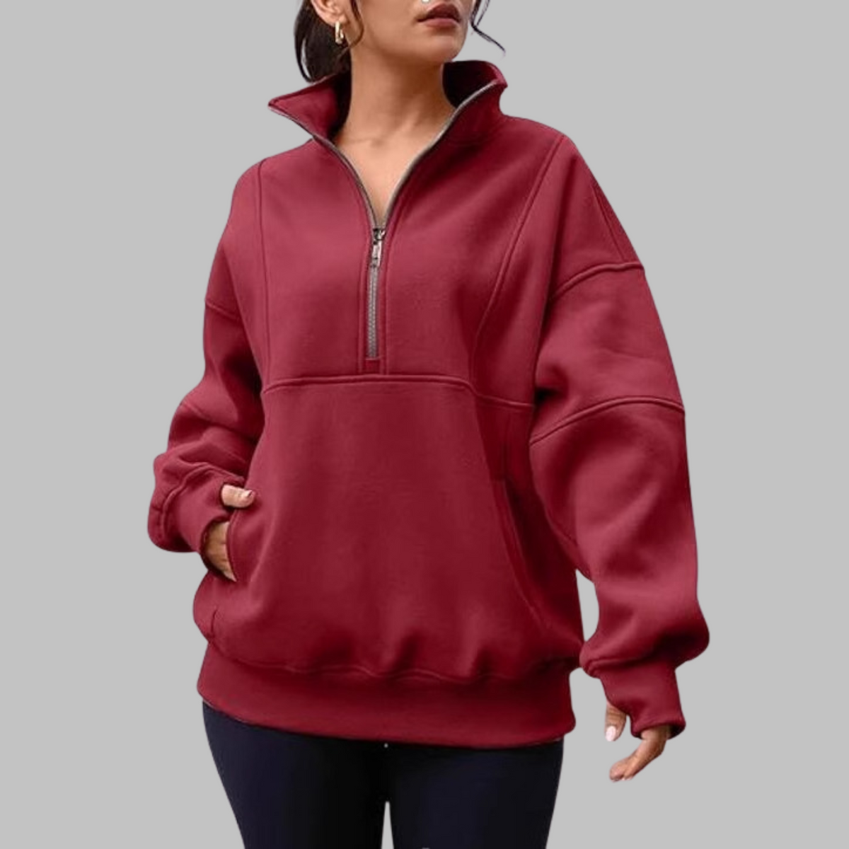 Sweat ample à col demi-zippé — Amielle Paris
