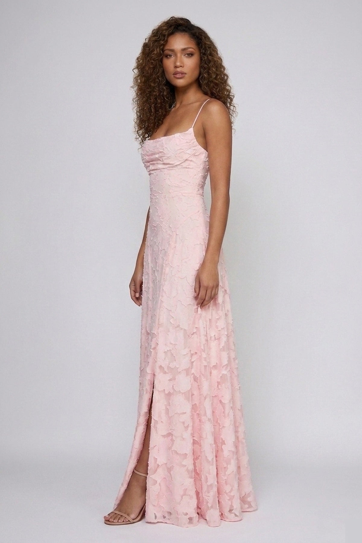 Sandra — Robe longue à motif floral dévoré — Amielle Paris