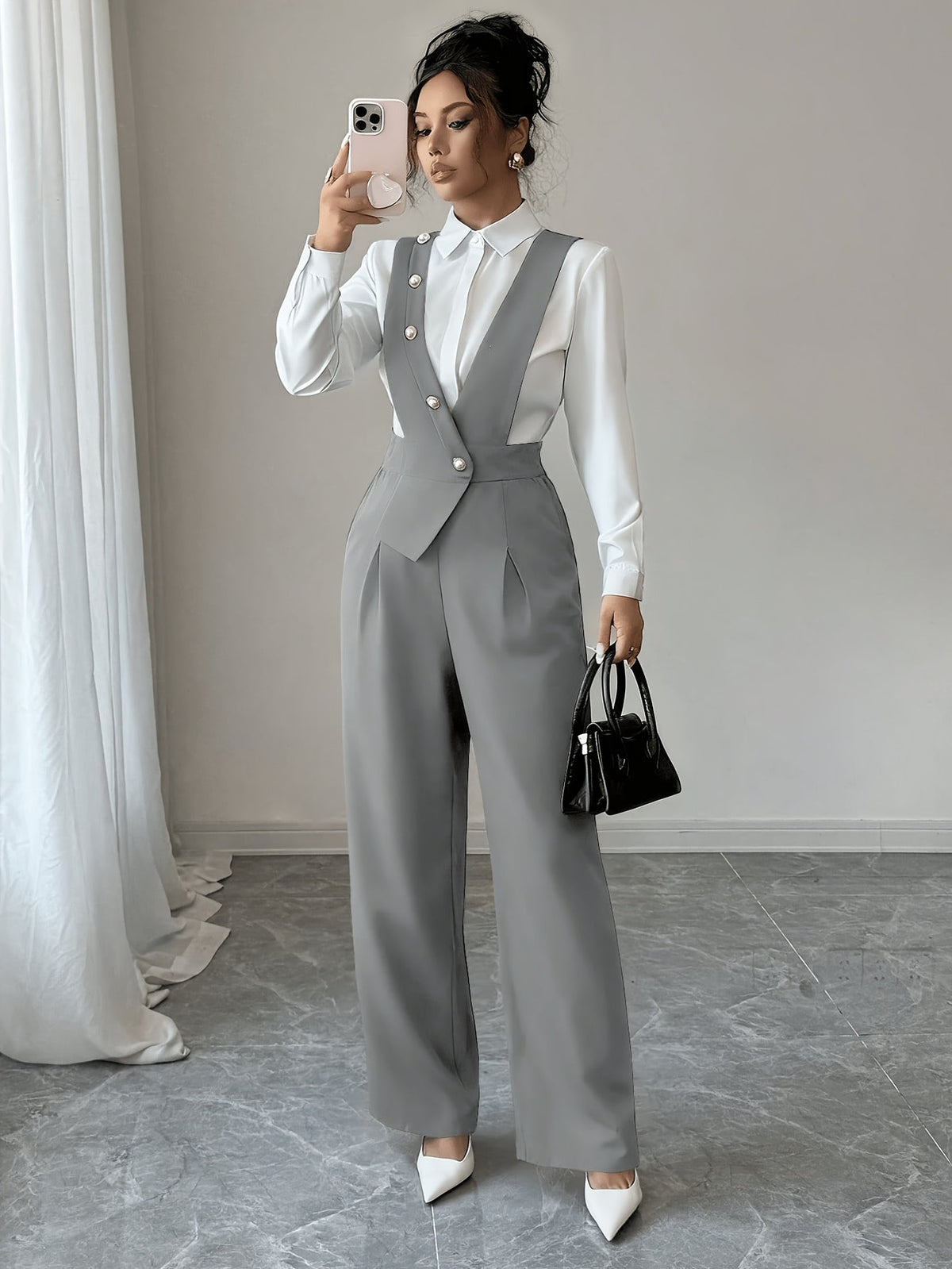 Combinaison à buste tailleur et pantalon large — Amielle Paris
