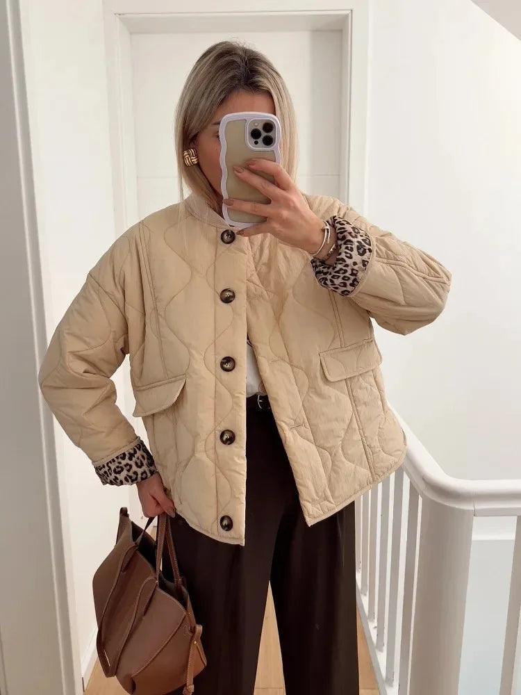 Chloe — Veste matelassée à doublure léopard — Amielle Paris