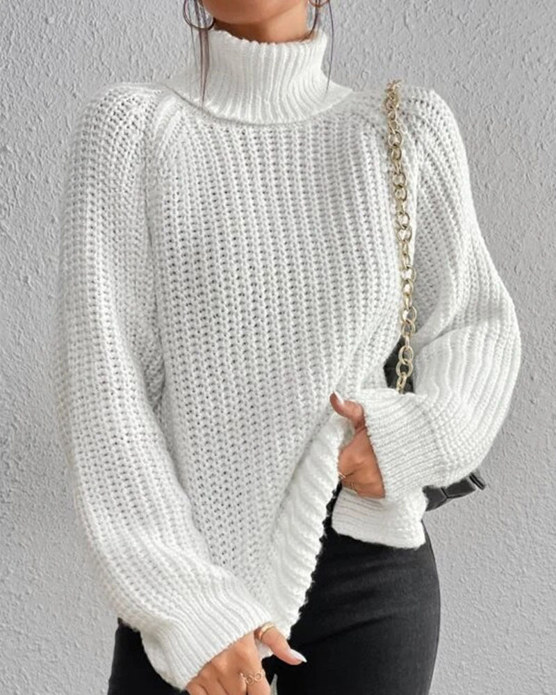 Pull à col roulé en grosse maille côtelée — Amielle Paris