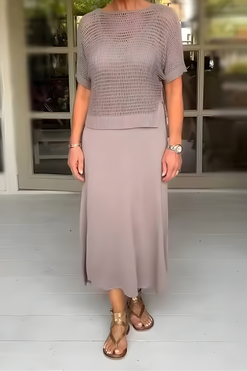 Isla — Robe à haut en maille et jupe fluide — Amielle Paris