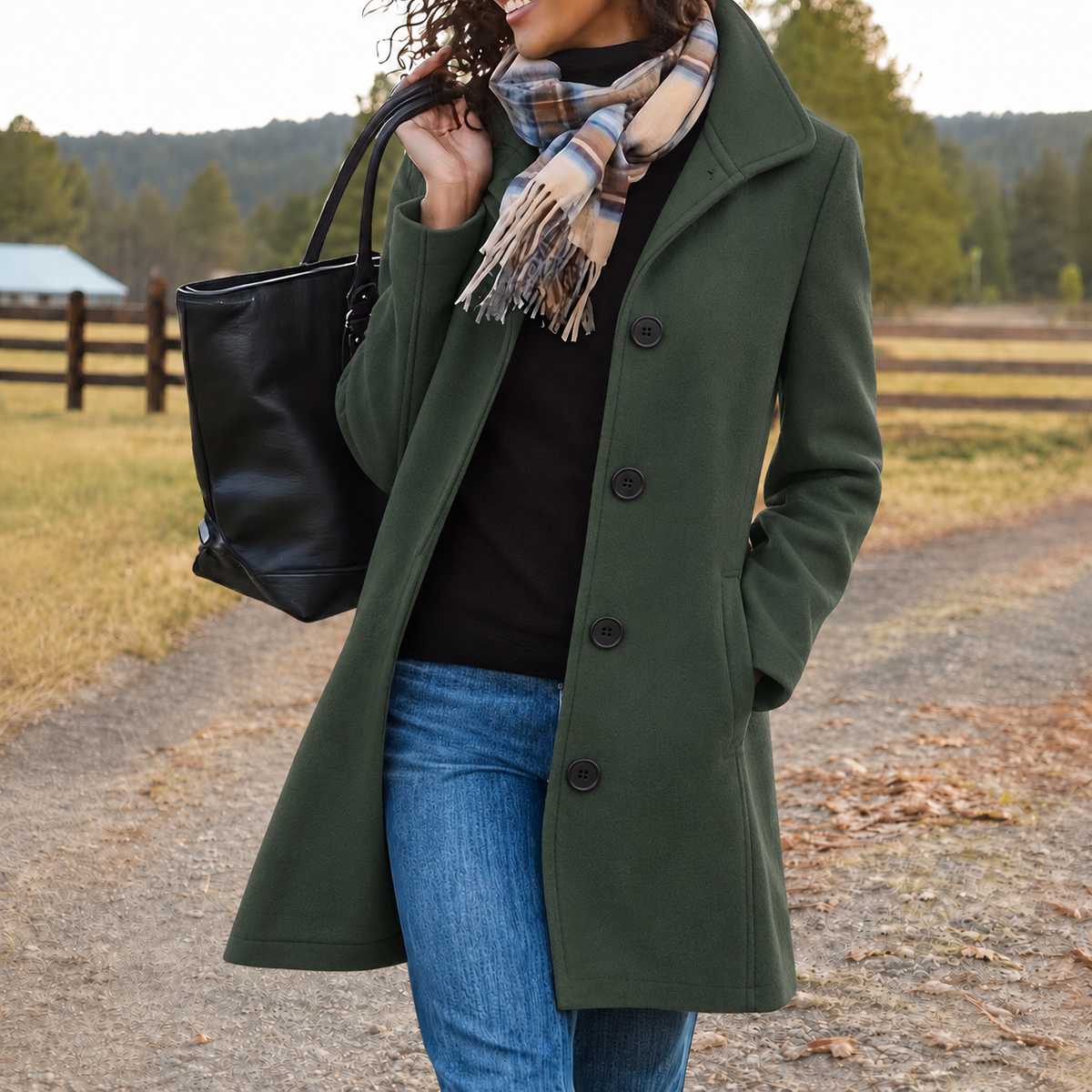 Elara — Manteau boutonné à col classique — Amielle Paris