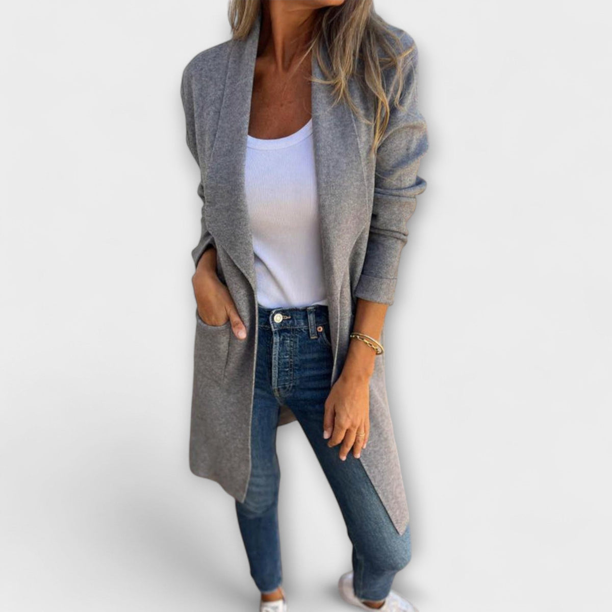 Eliane | Cardigan long gris