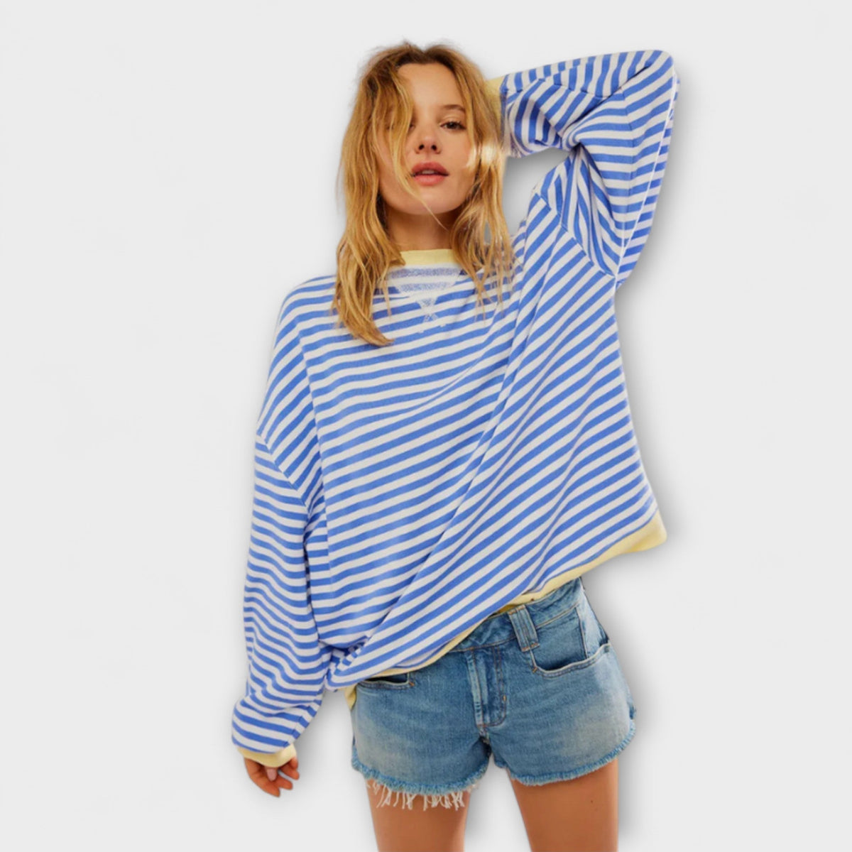 Marlene | Pull oversize rayé bleu et blanc