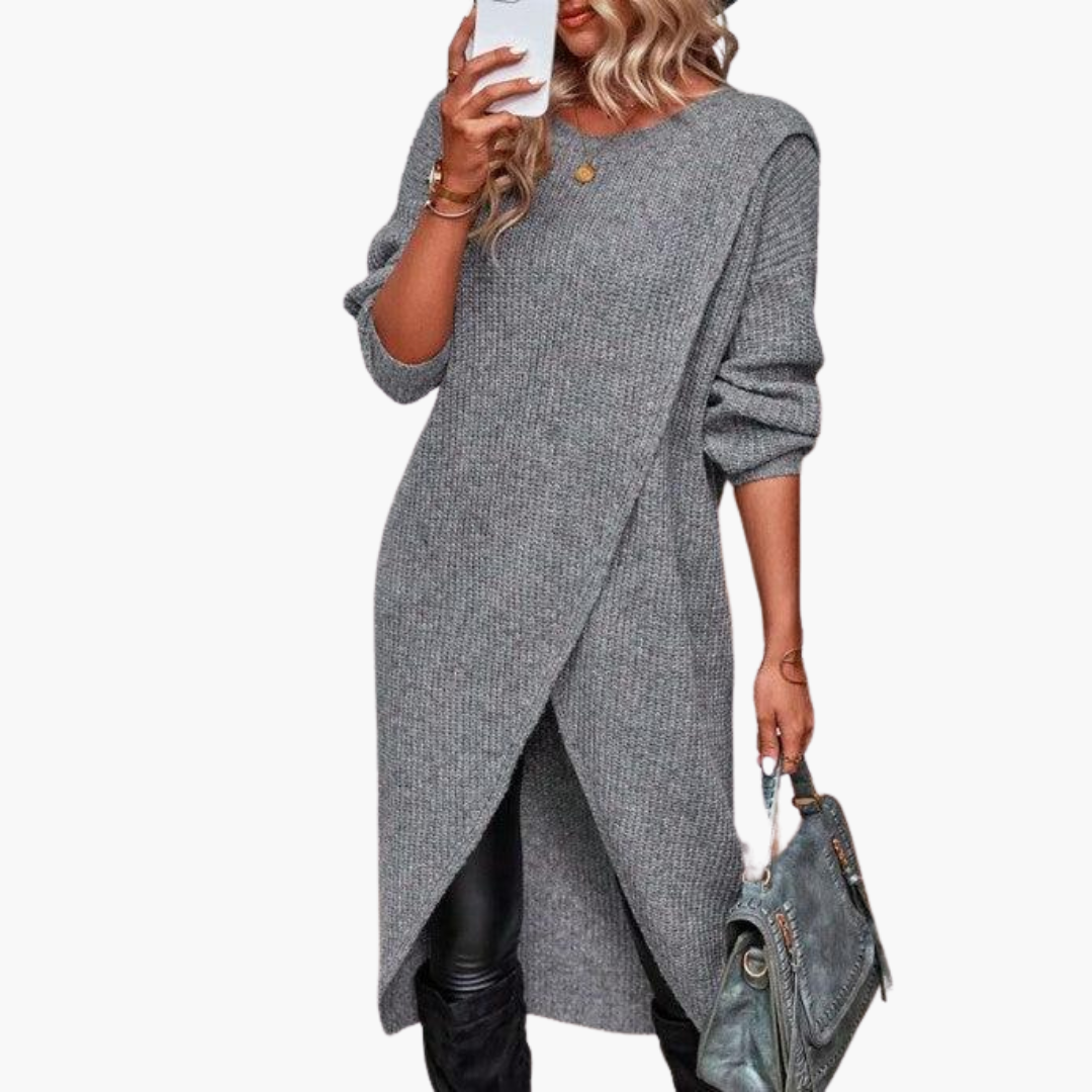 Robe pull tunique à devant croisé — Amielle Paris