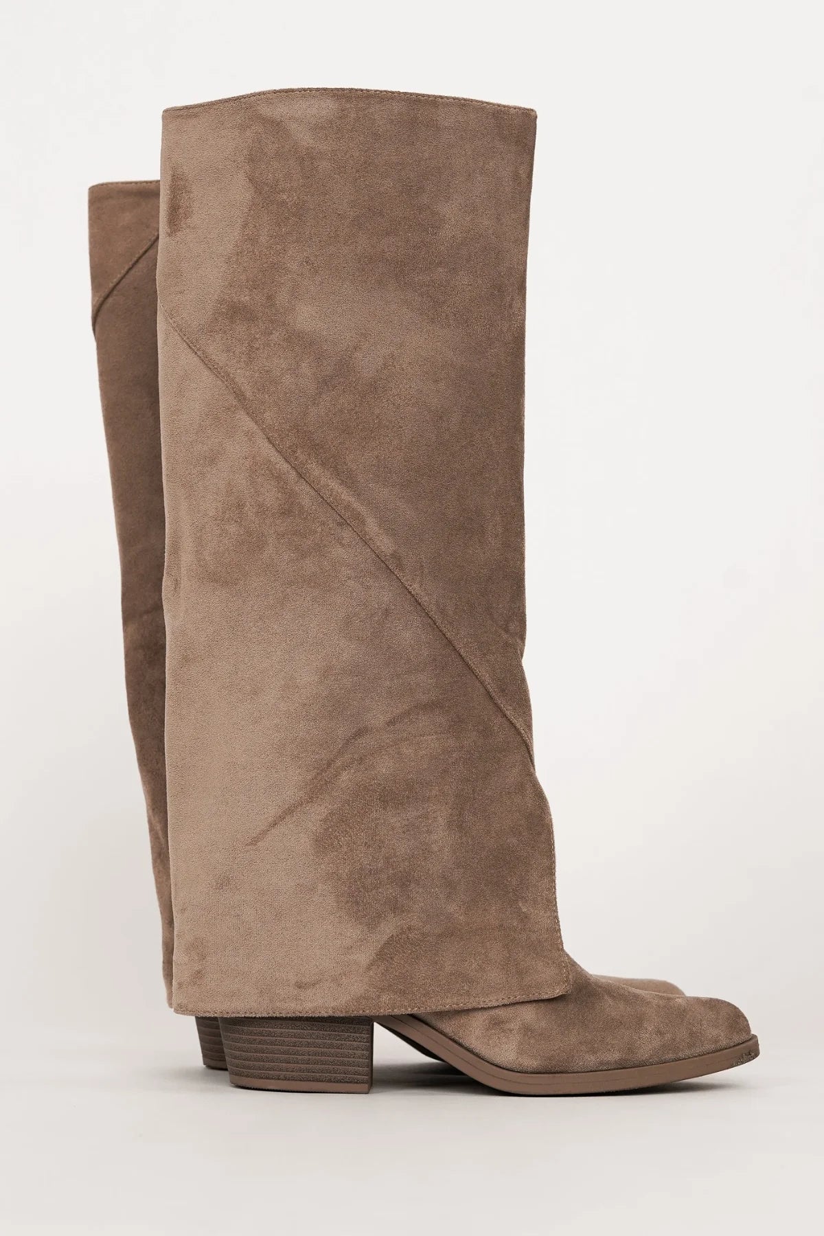 Bottes hautes à revers et talon bloc Olivia — Amielle Paris