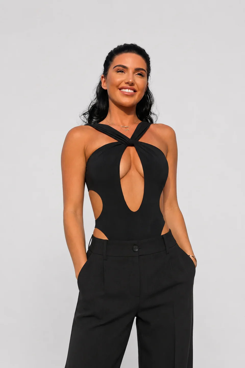 Body à découpes et col torsadé Chloé — Amielle Paris