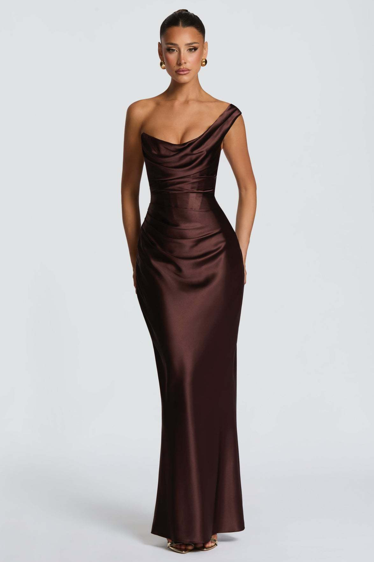 Robe longue satinée à une épaule — Eurydice — Amielle Paris