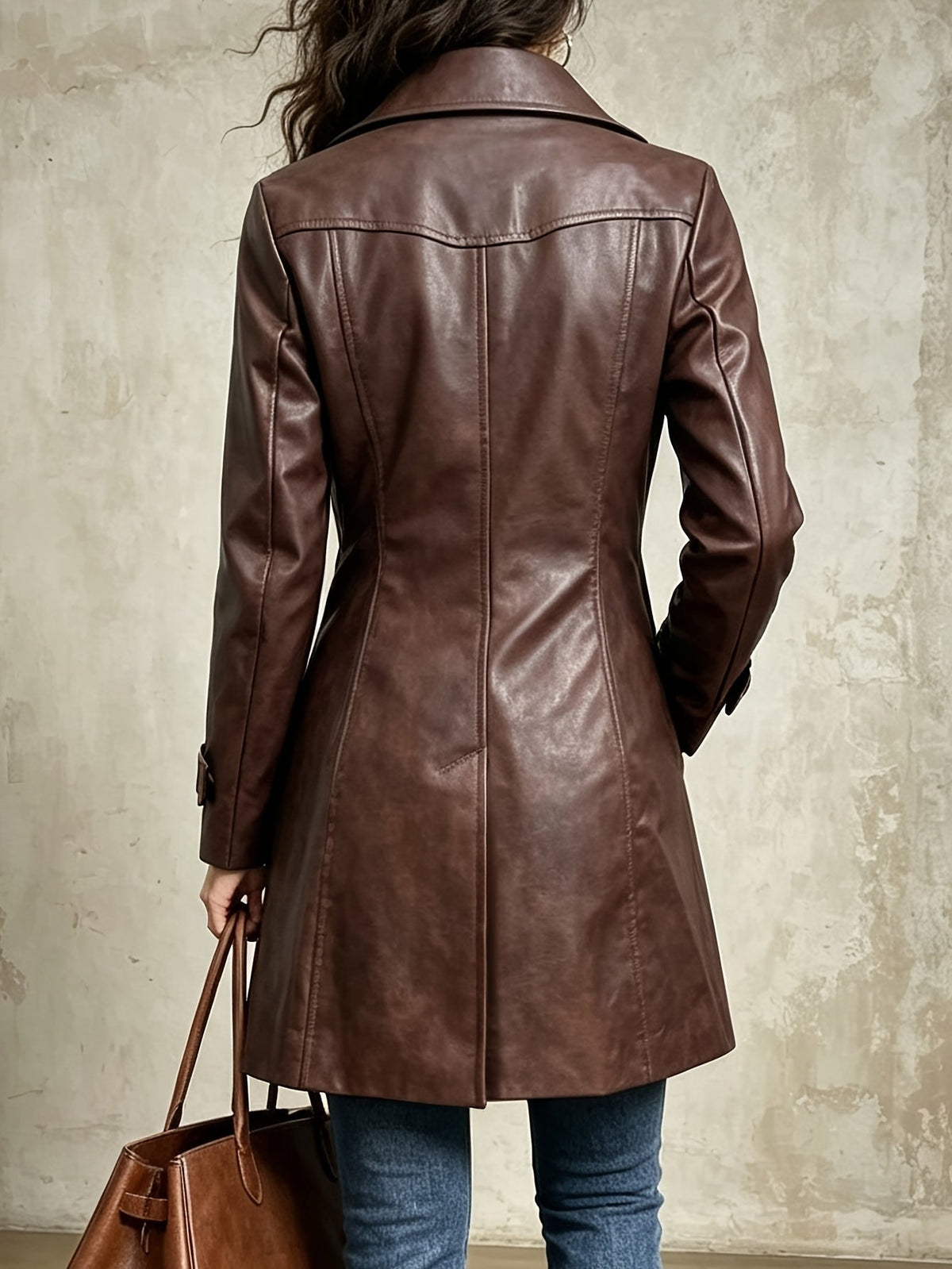 Manteau croisé ceinturé à finition patinée — Amielle Paris