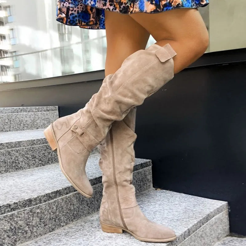 Bottes cavalières plates à bride