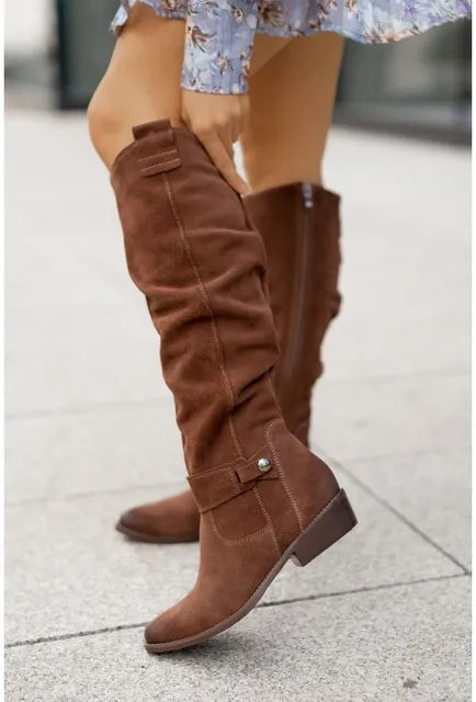 Bottes cavalières plates à bride