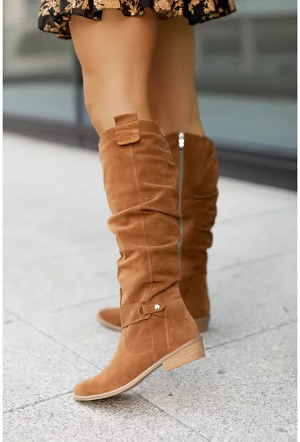 Bottes cavalières plates à bride