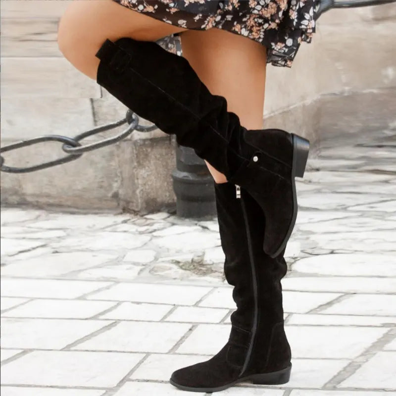 Bottes cavalières plates à bride