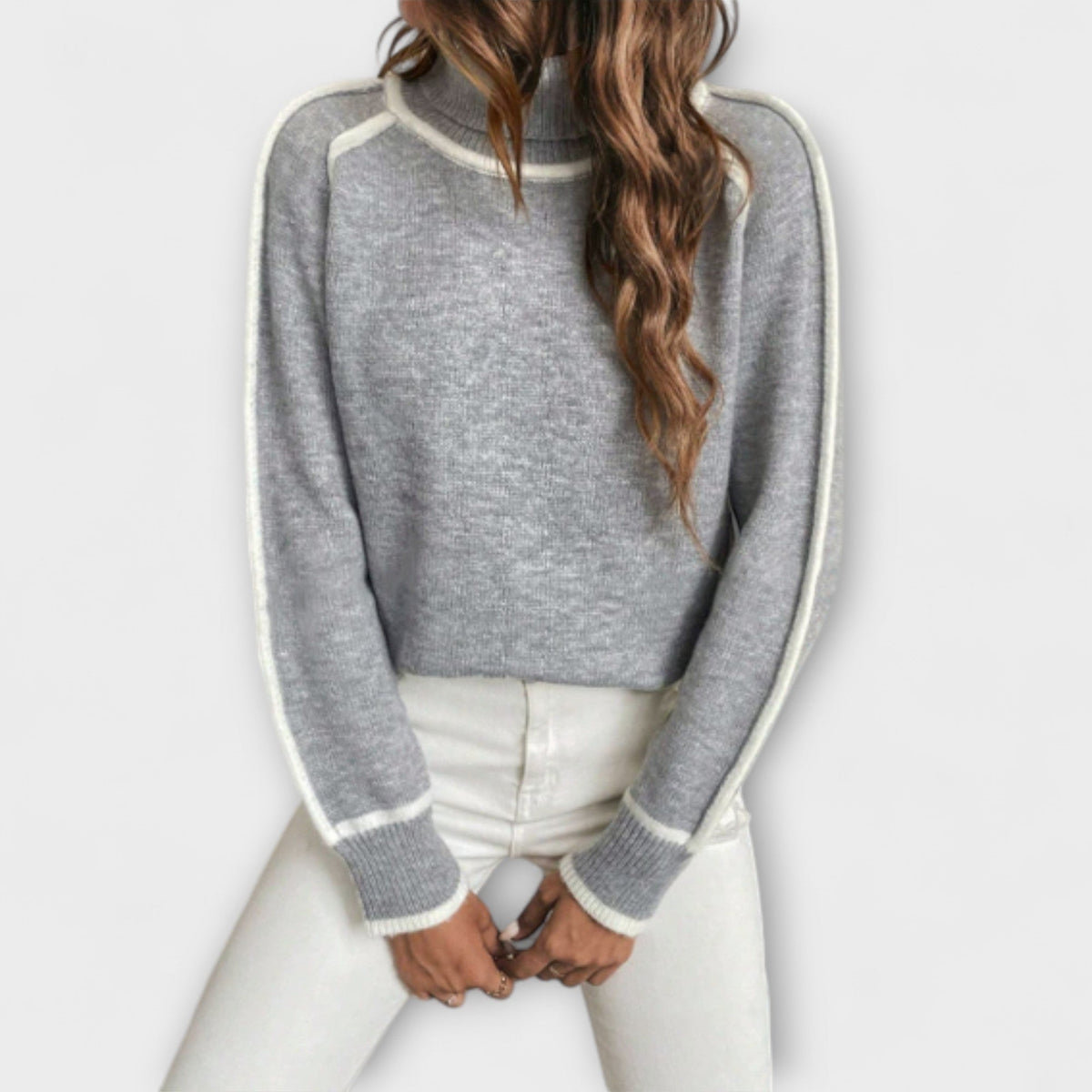 Aurora | Pull gris à col roulé
