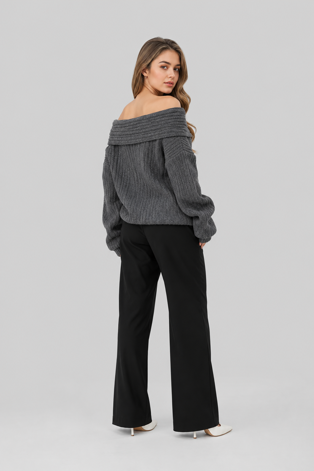 Pull côtelé à épaules dénudées — Signa — Amielle Paris