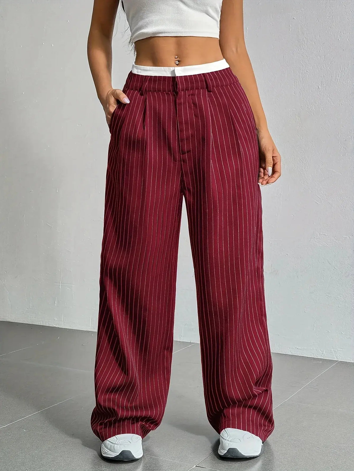 Pantalon large à fines rayures — Amielle Paris