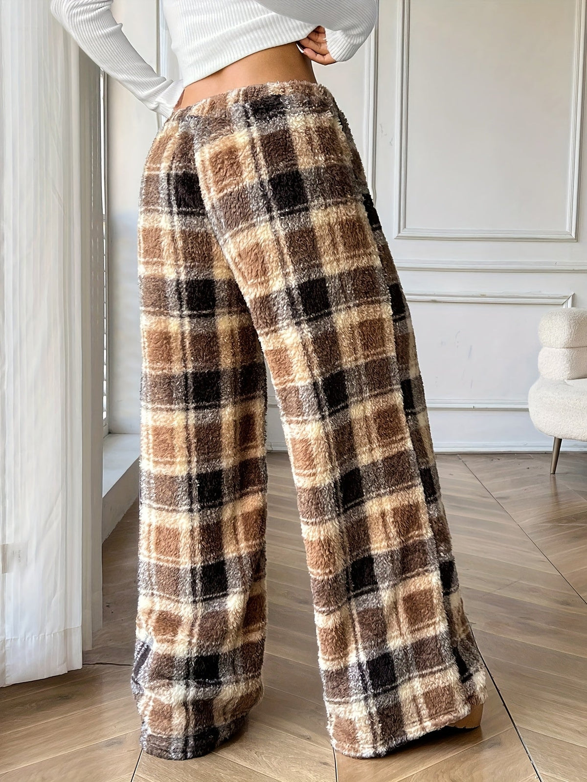 Pantalon d'intérieur en polaire à carreaux — Amielle Paris