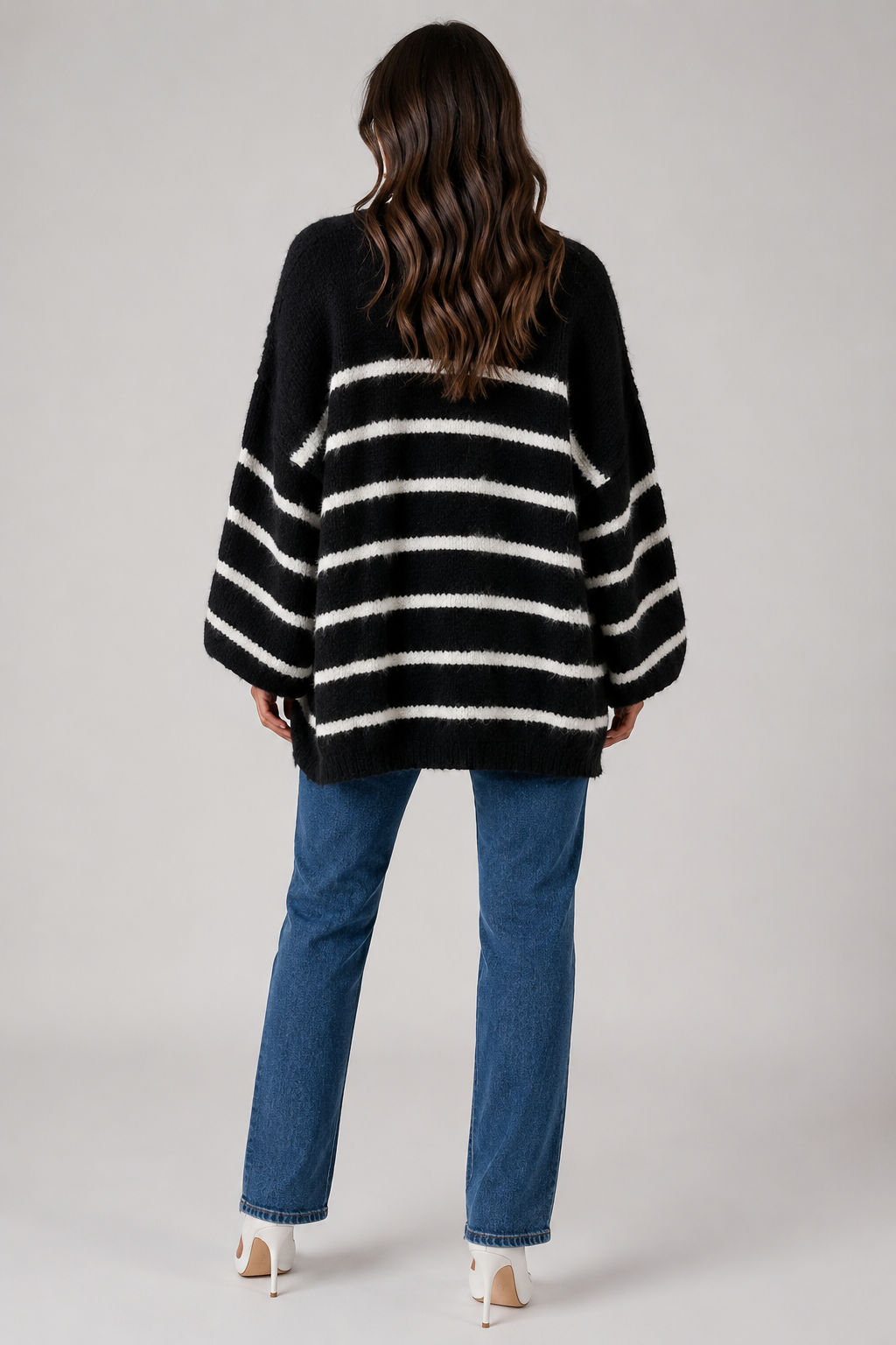 Cardigan ample rayé ouvert — Amielle Paris