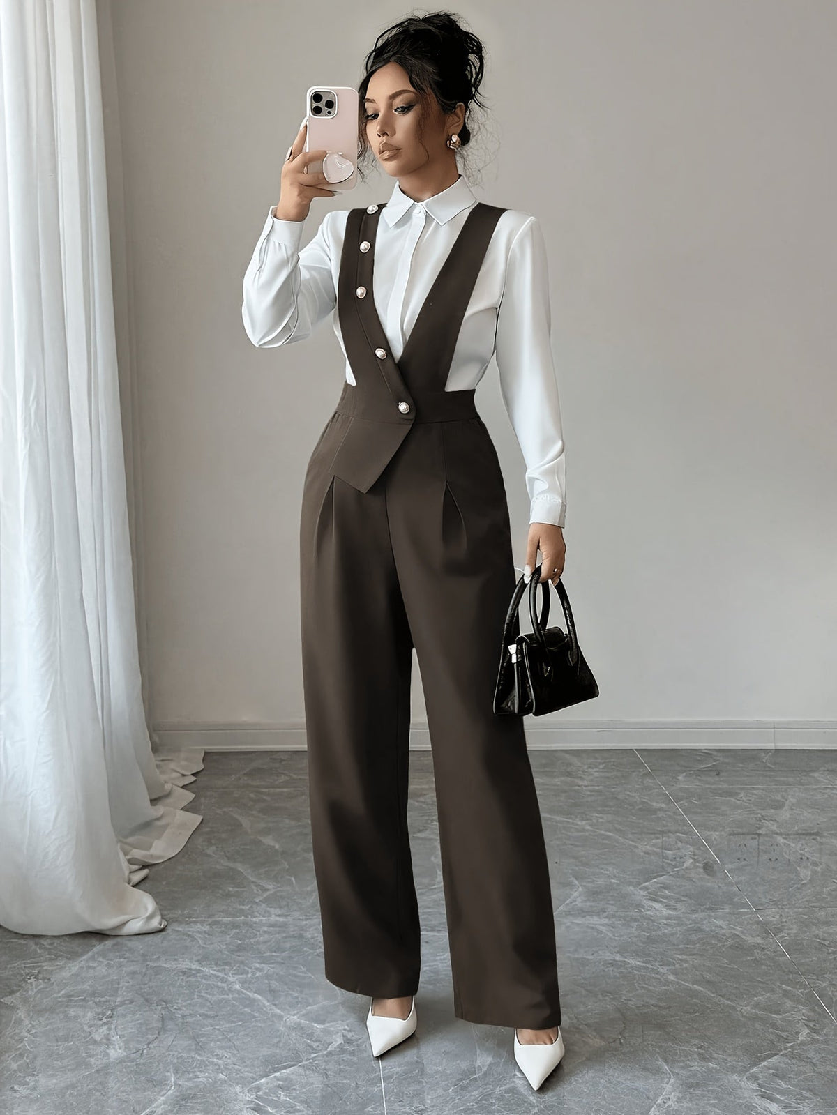 Combinaison à buste tailleur et pantalon large — Amielle Paris