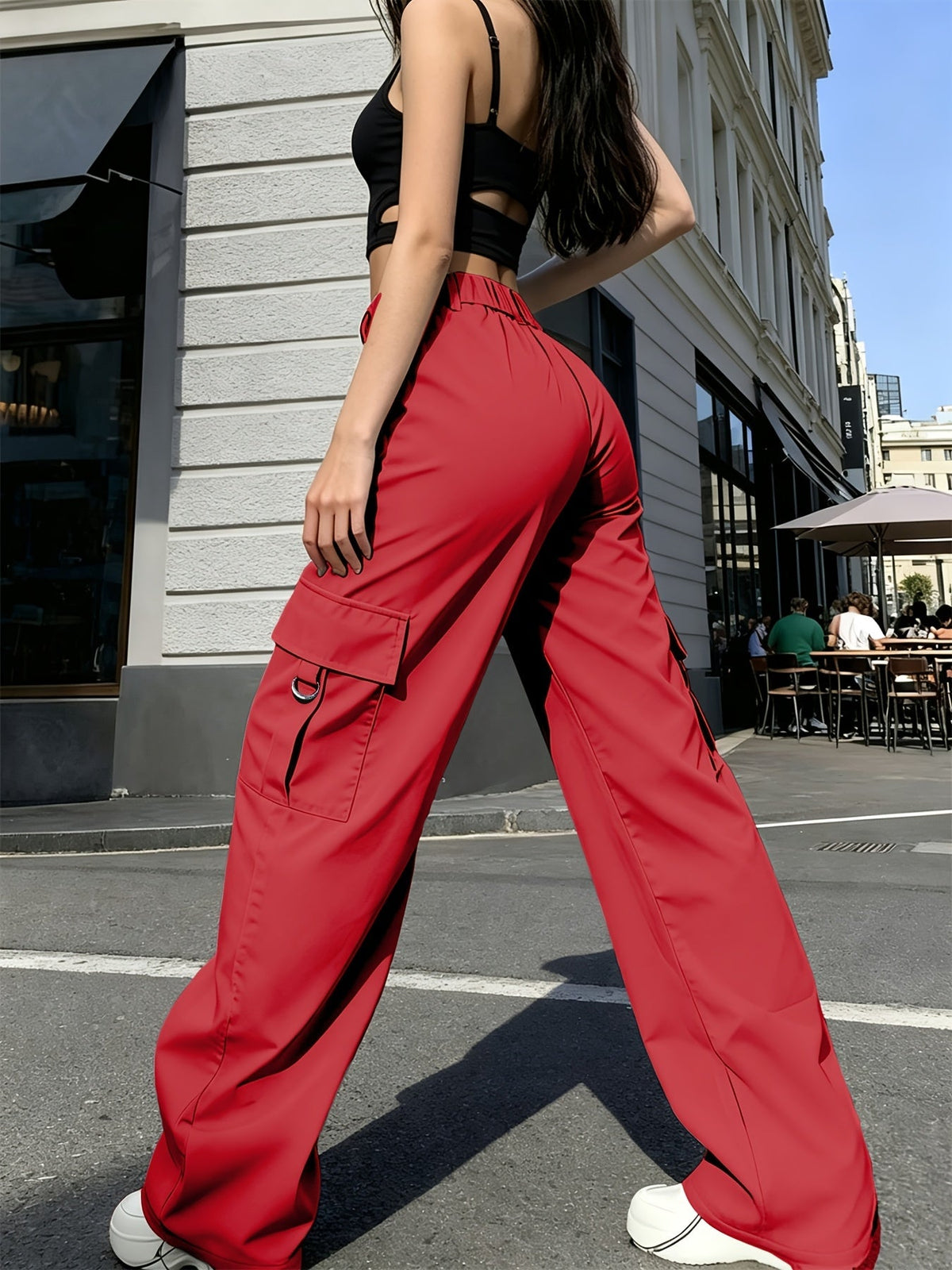 Sabine | Pantalon cargo large à taille haute — Amielle Paris